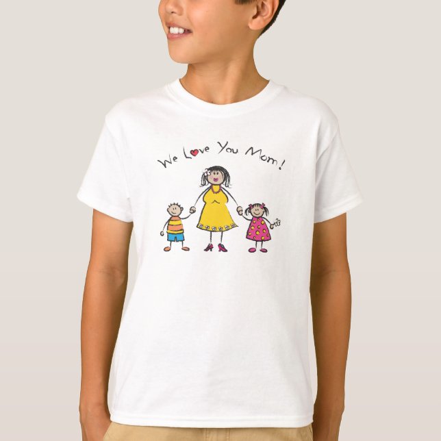 T-shirt Nous t'aimons Maman Cartoon Famille Bonne fête des (Devant)