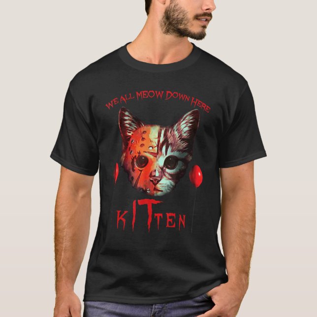 T-shirt Nous Vivons Tous Ici Clown Cat Kitten (Devant)