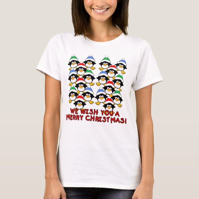 T-SHIRT NOUS VOUS SOUHAITONS D'UN JOYEUX DES PINGOUINS (Devant)