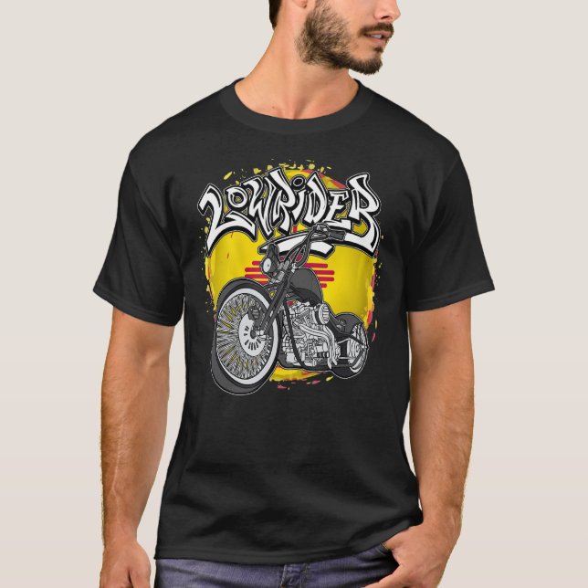 T-shirt Nouveau-Mexique Drapeau Latino Vicla Cholo Motos b (Devant)