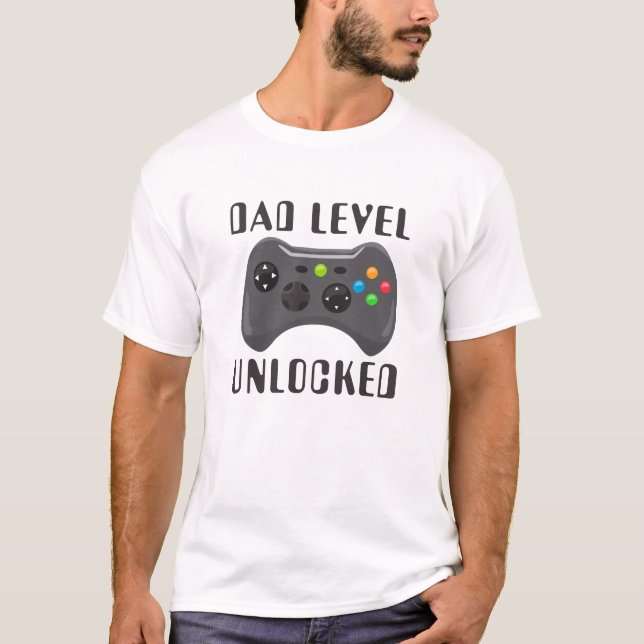 T-shirt Nouveau niveau papa jeu déverrouillé Gamer Fête de (Devant)