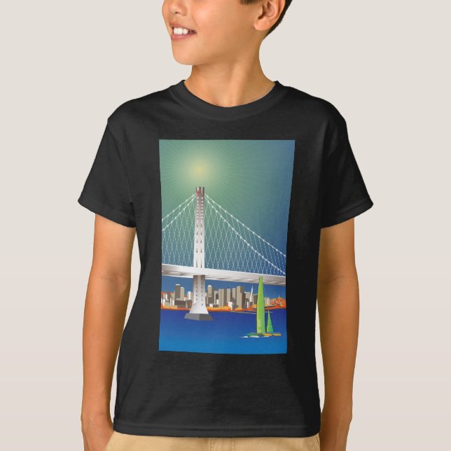 T-shirt Nouveau Oakland paysage urbain de pont de baie de (Devant)