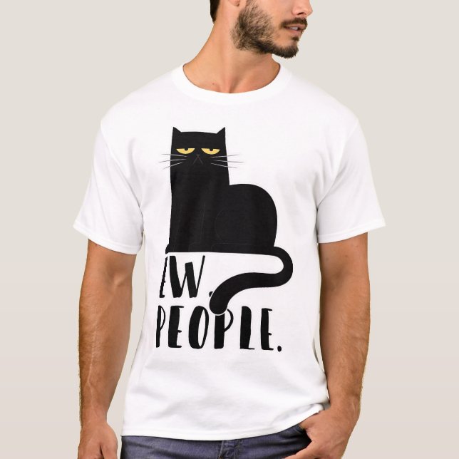 T-shirt Nouveaux Gens Drôle Chat Noir Cadeaux Pour Amoureu (Devant)