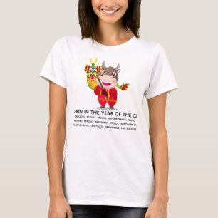 T-shirt Nouvel An chinois mignon de l'Ox Traits