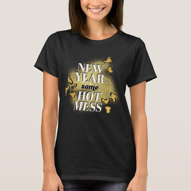 T-shirt Nouvel An, même Parties scintillant d'or drôle de  (Devant)