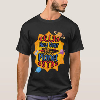 T-shirt Nouvel An Planète Soleil chaud avec Planètes