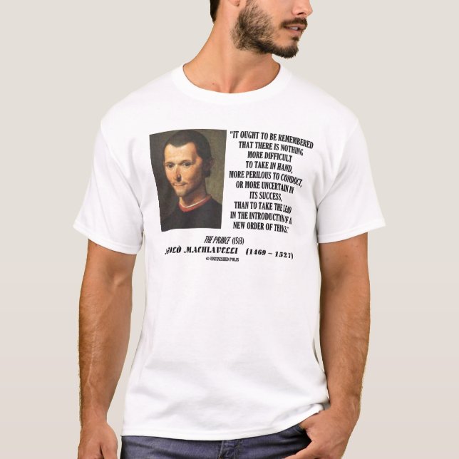 T-shirt Nouvel ordre de Niccolo Machiavelli de citation de (Devant)
