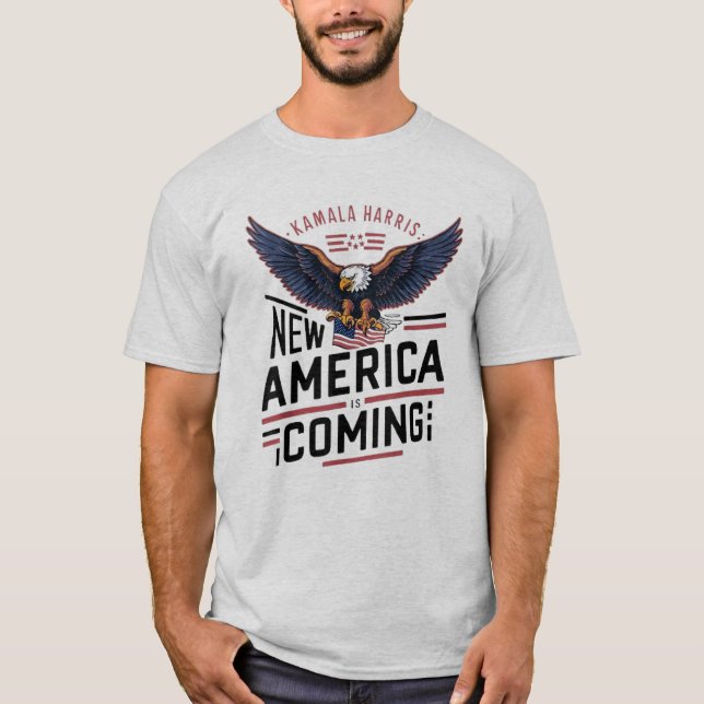 T-shirt Nouvelle Amérique vient Kamala Harris Président 20 (Devant)