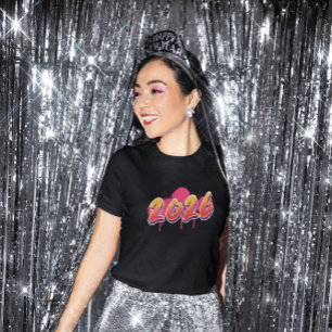 T-shirt Nouvelle année 2026 Style Graffiti Couleur Éclabou