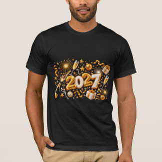 T-shirt Nouvelle Année 2027 Célébration d'Or