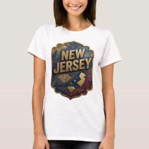 T-shirt Nouvelle création en or NEW JERSEY Texte en 3D