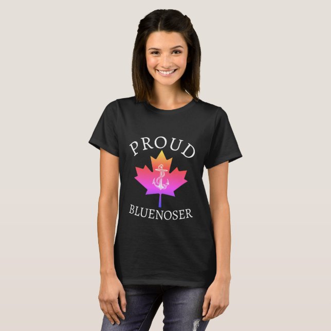 T-shirt Nouvelle-Écosse Proud Bluenoser ancre feuille d'ér (Devant entier)