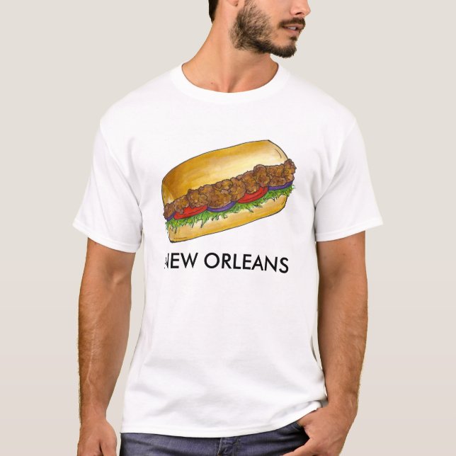 T-shirt Nouvelle-Orléans LA Fried Oyster Po'Boy Poboy NOLA (Devant)