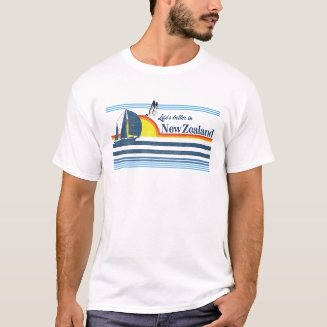 T-shirt Nouvelle-Zélande - Beach Retro Les années 70 80S B (Devant)