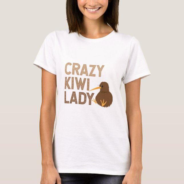 T-shirt Nouvelle-Zélande Crazy Kiwi Lady Funny Idée cadeau (Devant)