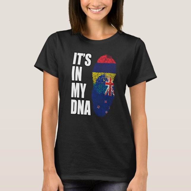 T-shirt Nouvelle-Zélande Et Maurice Mélangent Le Drapeau D (Devant)