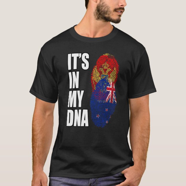 T-shirt Nouvelle-Zélande Et Monténégro Mélangent Le Drapea (Devant)