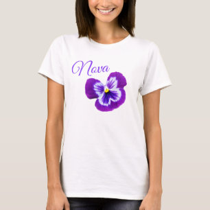 T-shirt Nova, Girls Nom Logo Avec Un Joli Pansy Violet,