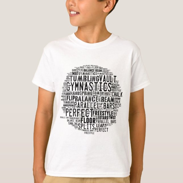 T-shirt Nuage de mot de gymnastique dégringolant (Devant)