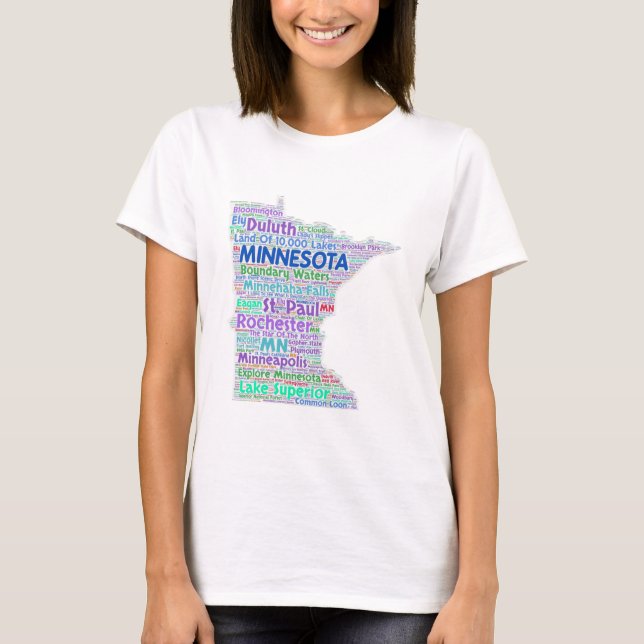 T-shirt Nuage de mot du Minnesota (Devant)