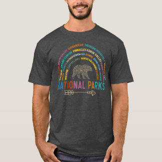 T-shirt Nuage de mots Liste des parcs nationaux USA Ours C