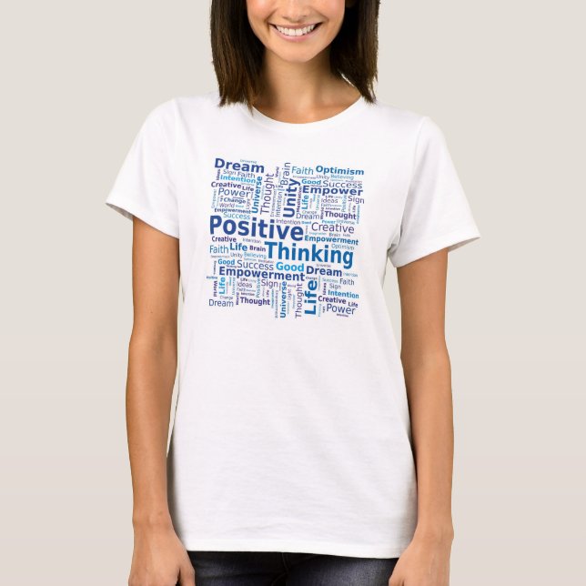 T-shirt Nuage de pensée positif de mot - couleurs bleues (Devant)