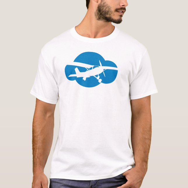 T-shirt Nuage et avion bleus d'aviation (Devant)