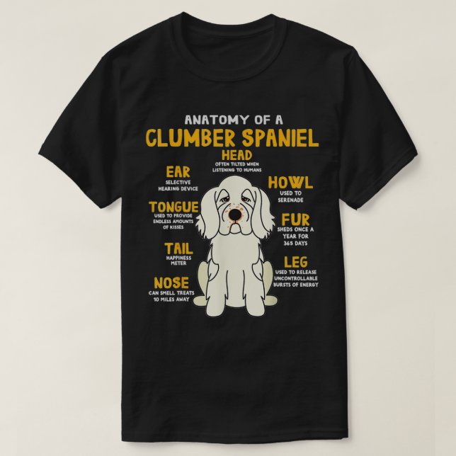 T-shirt Nuage Spaniel Anatomie Funny Chien Maman Papa Mign (Design devant)