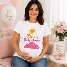 Nuages roses aquarelles amusants pour la baby show