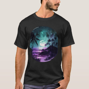 T-shirt Nuit de plage tropicale aquarelle