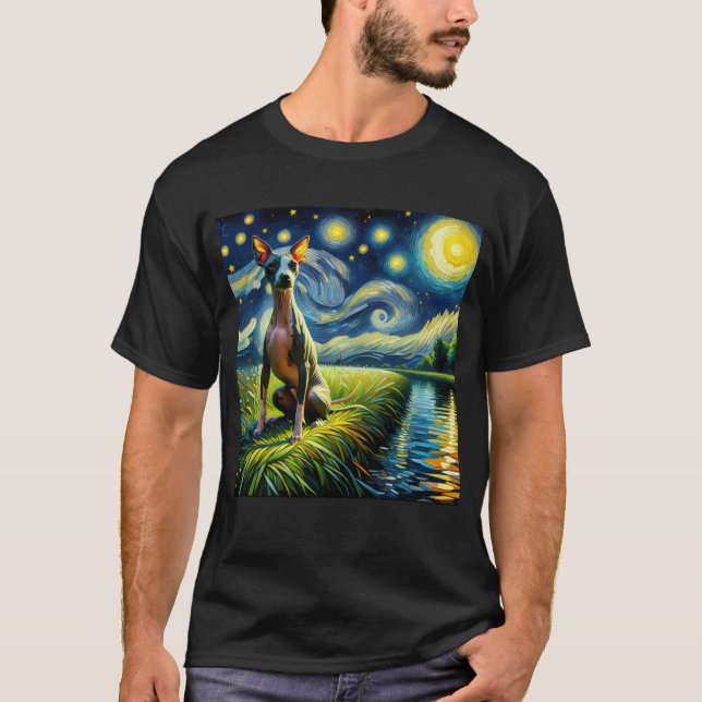 T-shirt Nuit étoile Américaine sans cheveux Terrier Dog Va (Devant)