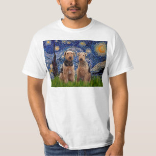 T-shirt Nuit étoilée - Airedale Terriers (deux)