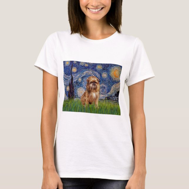 T-shirt Nuit étoilée - Brown Bruxelles Griffon (Devant)