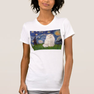 T-shirt Nuit étoilée - Chat persan blanc