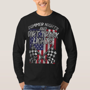 T-shirt Nuits d'été Lumières de piste Drapeau Motocross Ra