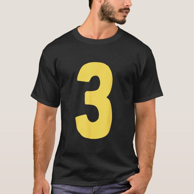 T-shirt Number 3 big and bold in yellow  (Devant)