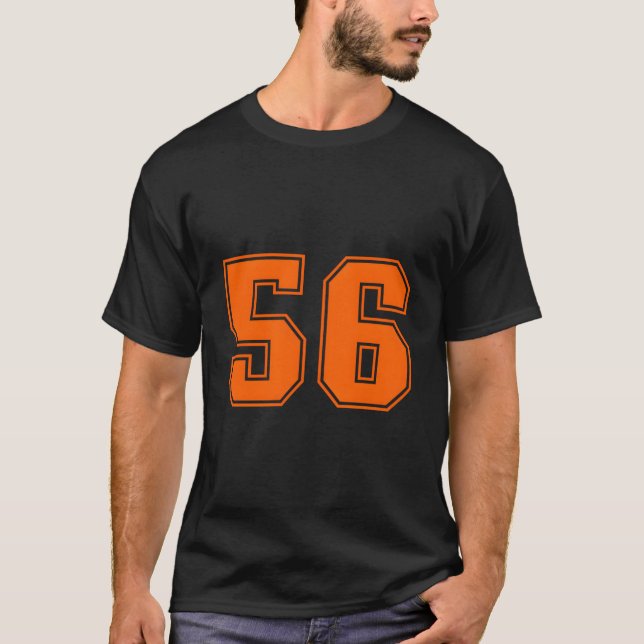 T-shirt Number 56 Orange Sports Jersey Lucky Number (Devant)