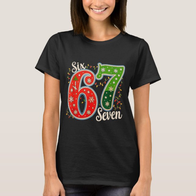 T-shirt Number 67 Funny Six Seven 6 7 Meme Christmas Light (Devant)