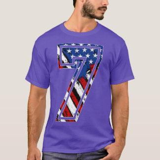 T-shirt Number 7 Red White and Blue American Flag 7 Jersey