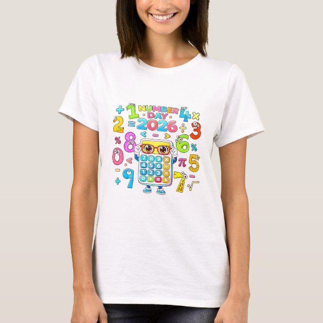 T-shirt Number Day 2026 Colorful Calculator Math T Shirt (Devant)