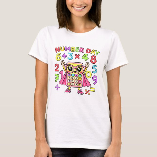T-shirt Number Day Cute Calculator Character Math T Shirt (Devant)