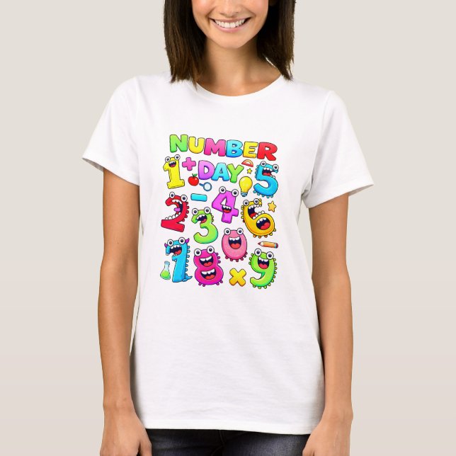 T-shirt Number Day Funny Cartoon Numbers T Shirt (Devant)