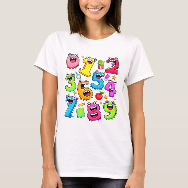 T-shirt Number Day Funny Cartoon Numbers T Shirt (Devant)