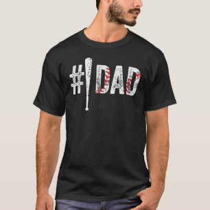 T-shirt Number One Baseball Dad For Men Vintage Text Fathe