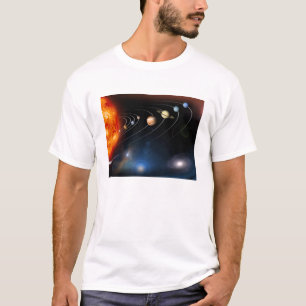T-shirt numériquement image générée de notre système solai