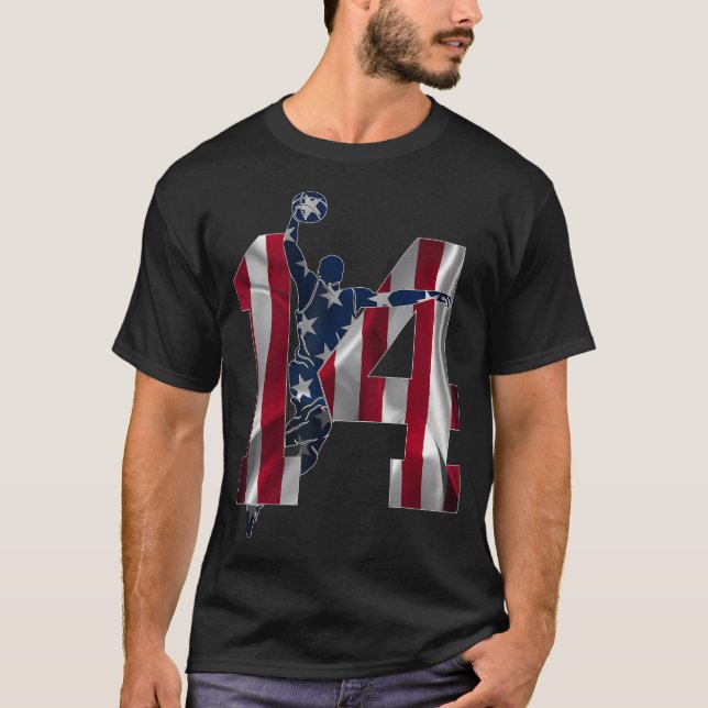 T-shirt Numéro 14 Ans Basket 14E Anniversaire (Devant)
