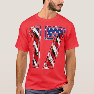 T-shirt Numéro 17 Drapeau rouge blanc et bleu américain 17