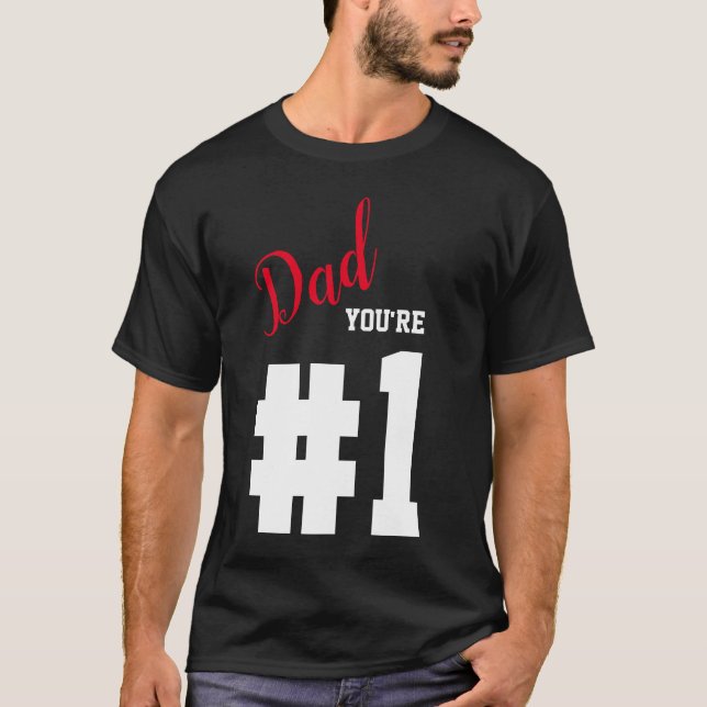 T-shirt Numéro 1 Papa Fête des pères Noir (Devant)
