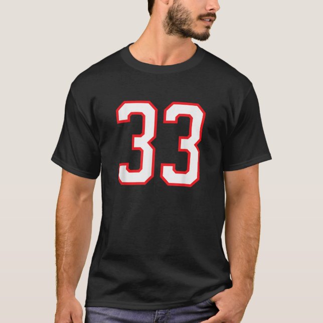 T-shirt Numéro 33 Trente Trois Sport Jersey Blanc Rouge 33 (Devant)