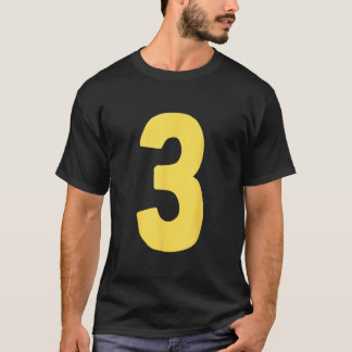 T-shirt Numéro 3 grand et gras en jaune 